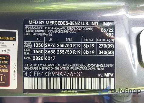 2022 Mercedes-Benz Gle 350 4Matic z USA, uszkodzony, nr VIN 4JGFB4KB9NA776831